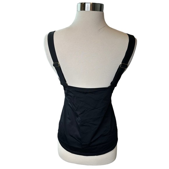 Fullfitall Tankini Swim Top Womens Swimsuit Built in Bra Stretch Black 10 NWT - Picture 7 of 12